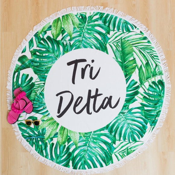 Francesca’s Sorority Fringe Round Beach Towel Blanket Tri Delta NWT - Picture 1 of 3